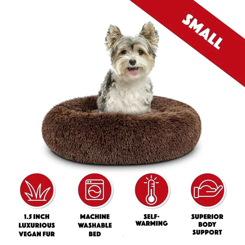 Calming pet dog cat round donut sleep bed